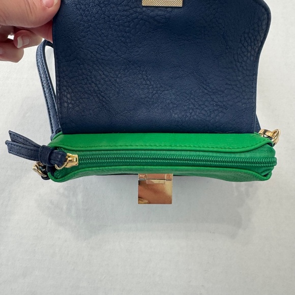Charming Charlie Turn-Lock Crossbody / Wristlet Blue and Green Colorblock - Picture 8 of 13